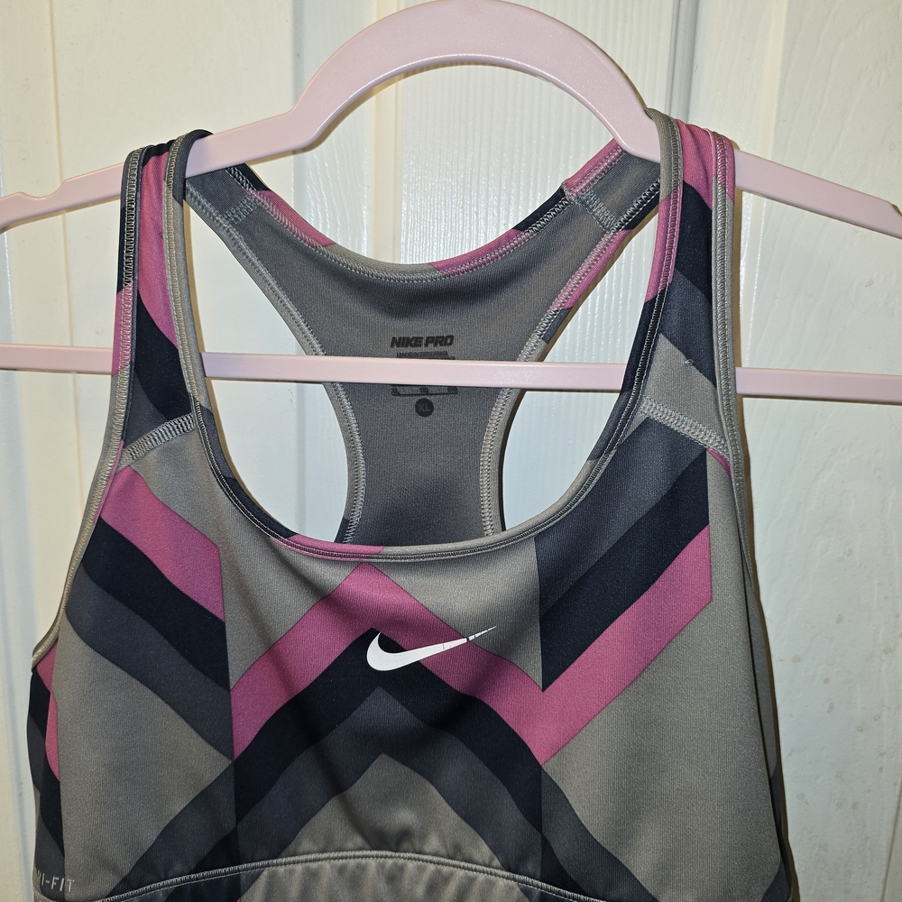 Nike Pro Sports Bra - Pink and Gray Chevron